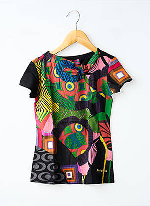 T-shirt coupe cintrée manches courtes noir DESIGUAL fille
