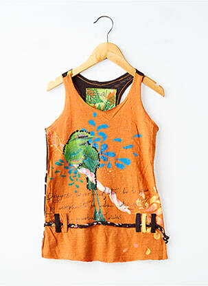 Robe courte imprimé fantaisie sans manche orange DESIGUAL fille