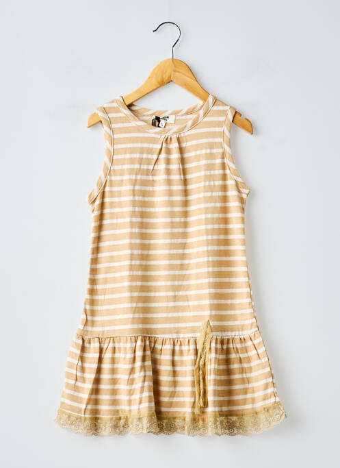 Robe courte tissage popeline sans manche beige MINI MOLLY fille