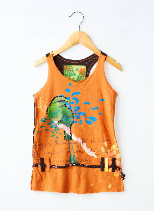 Robe courte imprimé fantaisie sans manche orange DESIGUAL fille