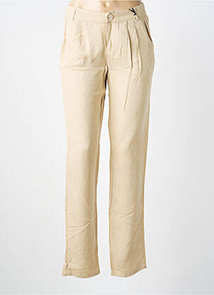 Pantalon droit tissage popeline taille normale beige DDP femme