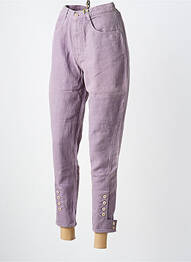 Pantalon 7/8 taille haute taille haute violet BENSIMON femme
