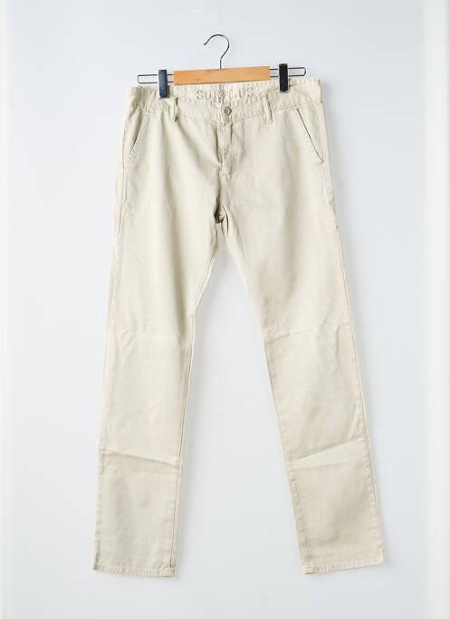 Pantalon chino tissage popeline taille normale beige LE TEMPS DES CERISES homme