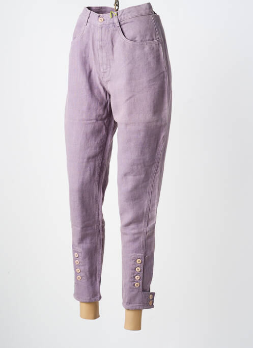 Pantalon 7/8 taille haute taille haute violet BENSIMON femme