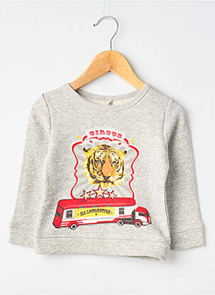 Sweat-shirt sérigraphie floquée manches longues gris MA LOCOMOTION garçon