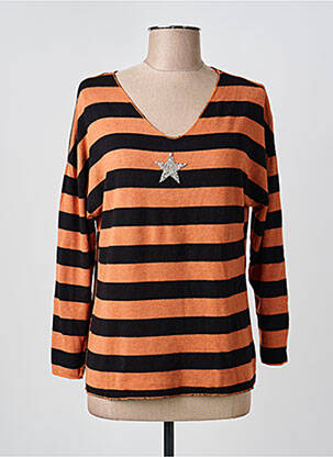 Pull coupe cintrée manches longues orange QUATRE VINGT JOURS femme