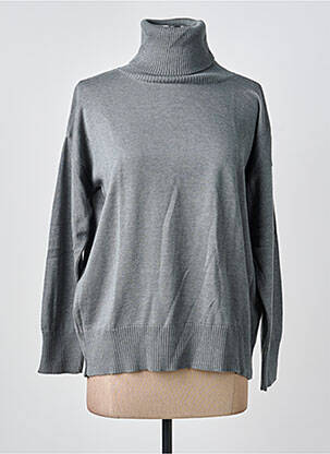 Pull col roulé resserrée sur le bas manches longues gris COULEURS DU TEMPS femme