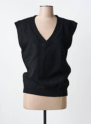Pull col v sans manche noir GEISHA femme