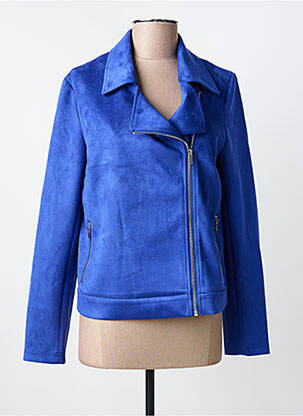 Veste casual col tailleur bleu JULIE GUERLANDE femme