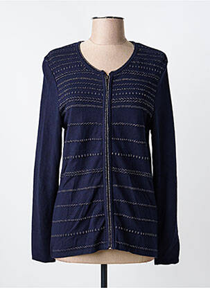 Gilet manches longues col rond bleu CHRISTINE LAURE femme