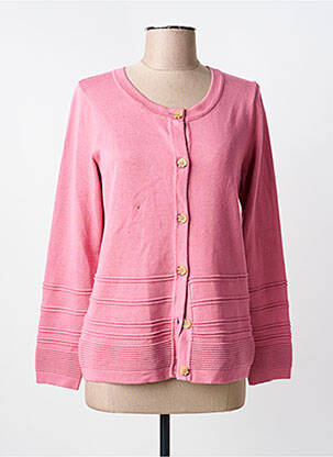 Gilet manches longues col rond rose JENSEN femme