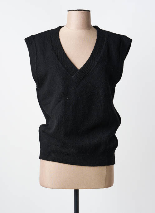 Pull col v sans manche noir GEISHA femme
