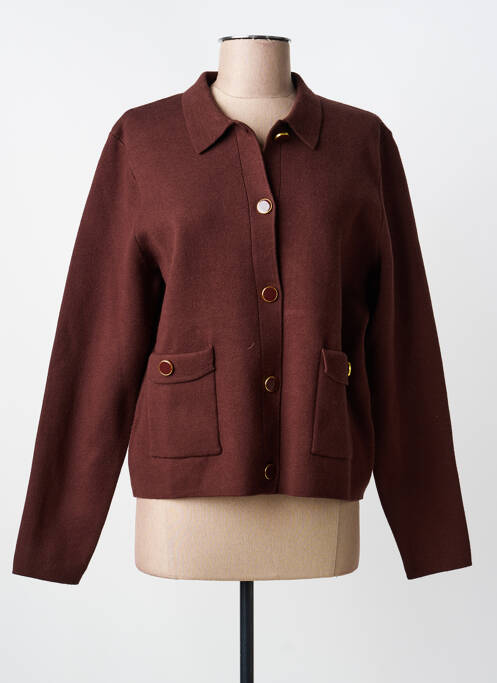 Gilet manches longues fermeture boutonnée sur le devant marron JULIE GUERLANDE femme