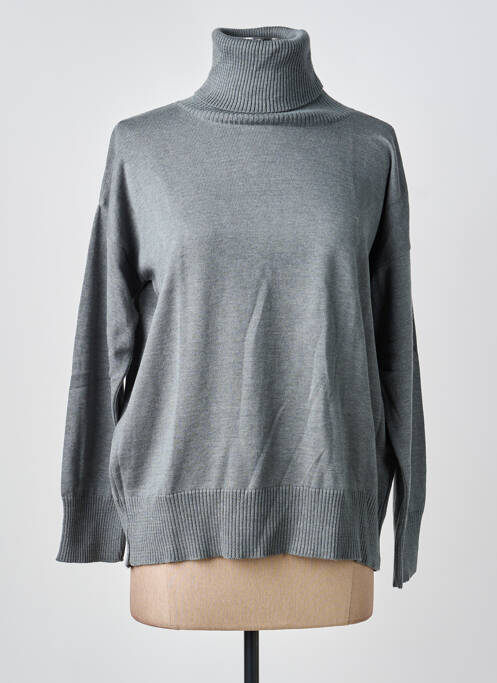 Pull col roulé gris COULEURS DU TEMPS femme