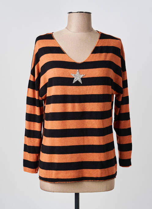 Pull coupe cintrée manches longues orange QUATRE VINGT JOURS femme