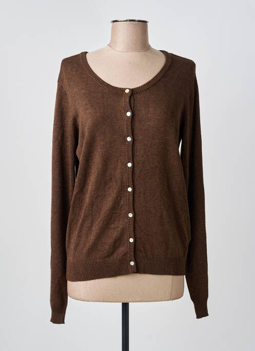Gilet manches longues fermeture boutonnée sur le devant marron CULTURE femme