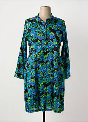 Robe mi-longue imprimé fleurs manches longues noir LA FIANCÉE femme