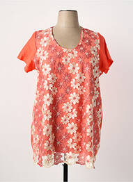 Tunique manches courtes coupe cintrée orange POISSONS BLANCS femme