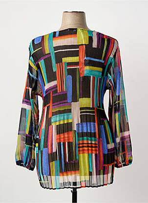 Blouse légère et transparente manches longues noir FRANCK ANNA femme