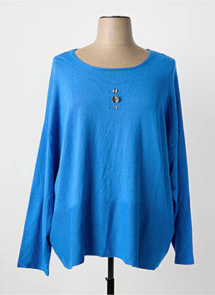 Pull coupe cintrée manches longues bleu CHRISTINE LAURE femme