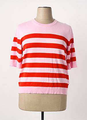 Pull stretch manches courtes rose CULTURE femme