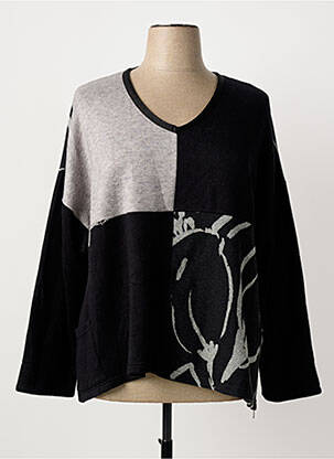 Pull coupe droite manches longues noir FRANCK ANNA femme