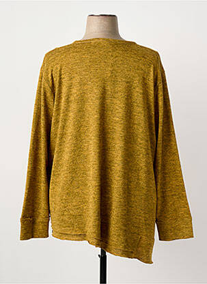Pull tunique tissage chiné manches 3/4 jaune FRANCK ANNA femme
