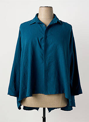 Chemisier tissage crêpe manches longues vert FRANCK ANNA femme