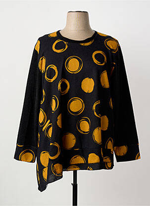 Pull tunique stretch manches longues noir FRANCK ANNA femme