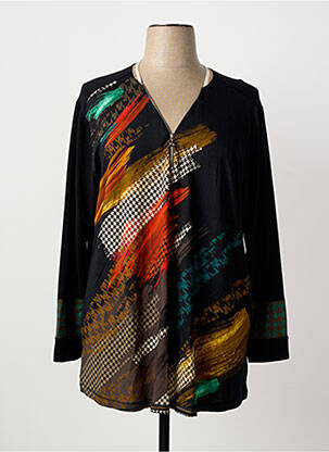 T-shirt imprimé fantaisie manches longues noir FRANCK ANNA femme