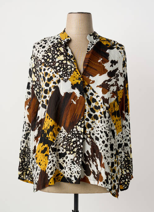 Blouse poignets boutonnés avec fente manches longues blanc FRANCK ANNA femme