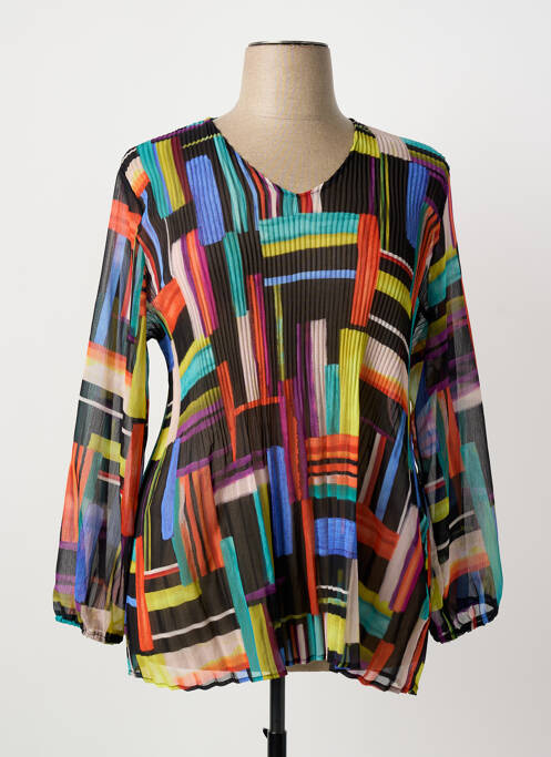 Blouse imprimé fantaisie manches longues noir FRANCK ANNA femme