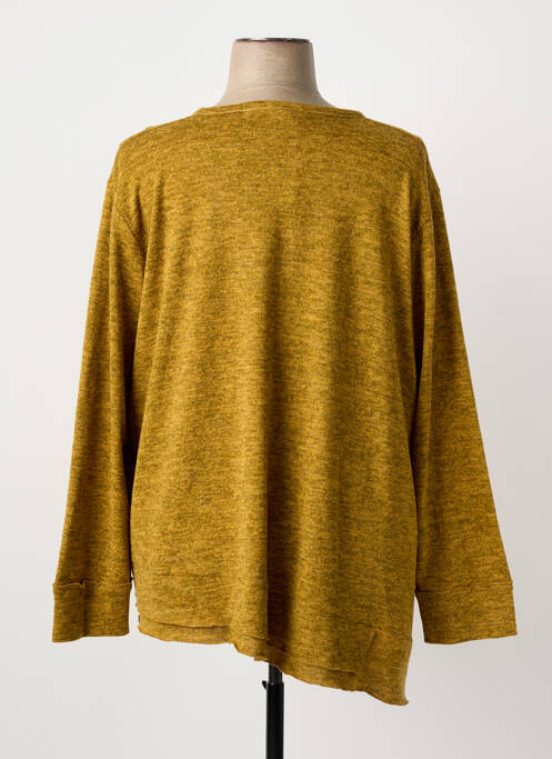 Pull tunique tissage chiné manches 3/4 jaune FRANCK ANNA femme