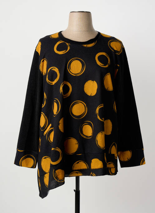 Pull tunique stretch manches longues noir FRANCK ANNA femme