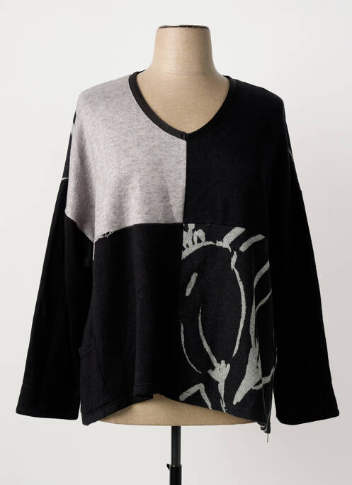 Pull col v manches longues noir FRANCK ANNA femme