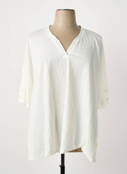 T-shirt manches mi-longues manches courtes blanc FRANCK ANNA femme