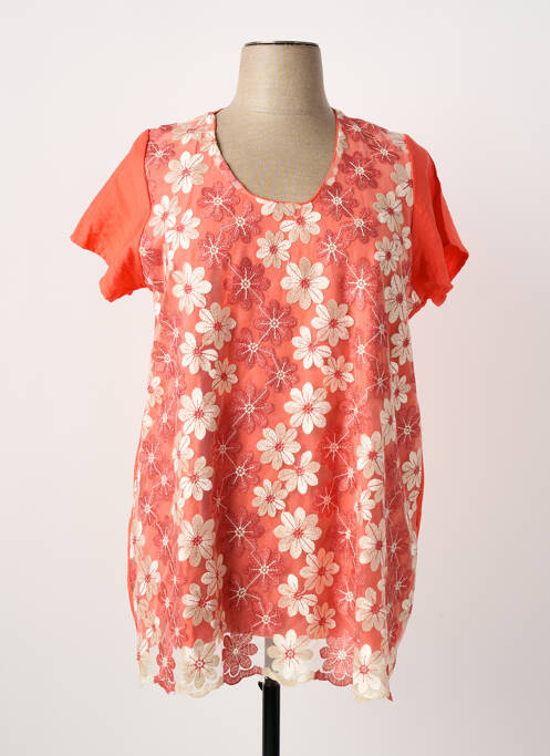 Tunique manches courtes orange POISSONS BLANCS femme