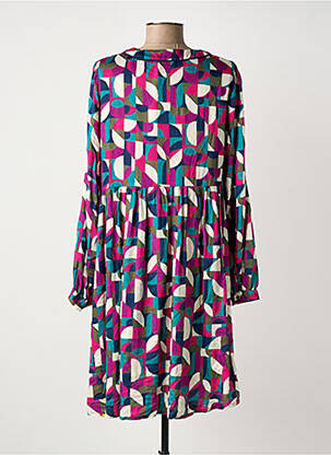 Robe mi-longue imprimé fantaisie manches longues bleu JULIE GUERLANDE femme