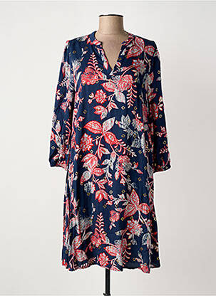 Robe mi-longue imprimé fantaisie manches longues bleu CULTURE femme