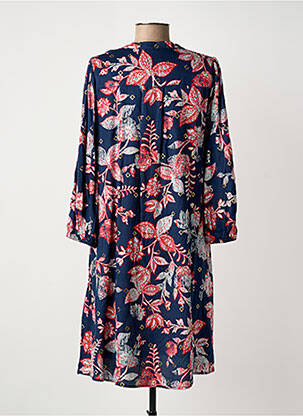 Robe mi-longue imprimé fantaisie manches longues bleu CULTURE femme