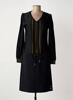 Robe mi-longue manches longues manches longues noir HBT femme