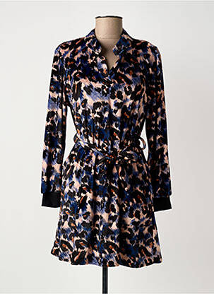 Robe courte manches longues manches longues noir COULEURS DU TEMPS femme