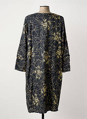 Robe mi-longue imprimé fantaisie manches longues noir POISSONS BLANCS femme