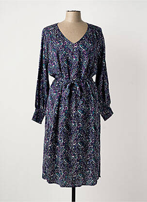 Robe mi-longue imprimé fantaisie manches longues bleu LA FIANCÉE femme