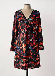 Robe mi-longue imprimé fantaisie manches longues noir SMASHED LEMON femme