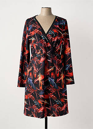 Robe mi-longue imprimé fantaisie manches longues noir SMASHED LEMON femme