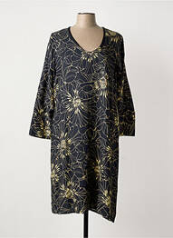 Robe mi-longue imprimé fantaisie manches longues noir POISSONS BLANCS femme