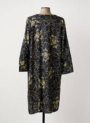 Robe mi-longue imprimé fantaisie manches longues noir POISSONS BLANCS femme