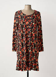 Robe mi-longue imprimé fantaisie manches longues noir LA FIANCÉE femme