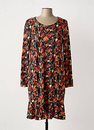 Robe mi-longue imprimé fantaisie manches longues noir LA FIANCÉE femme